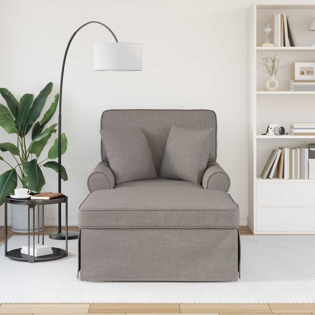 vidaXL Chaise Lounge mit Rock mit Kissen mit Kissen 3 pcs Taupe Stoff