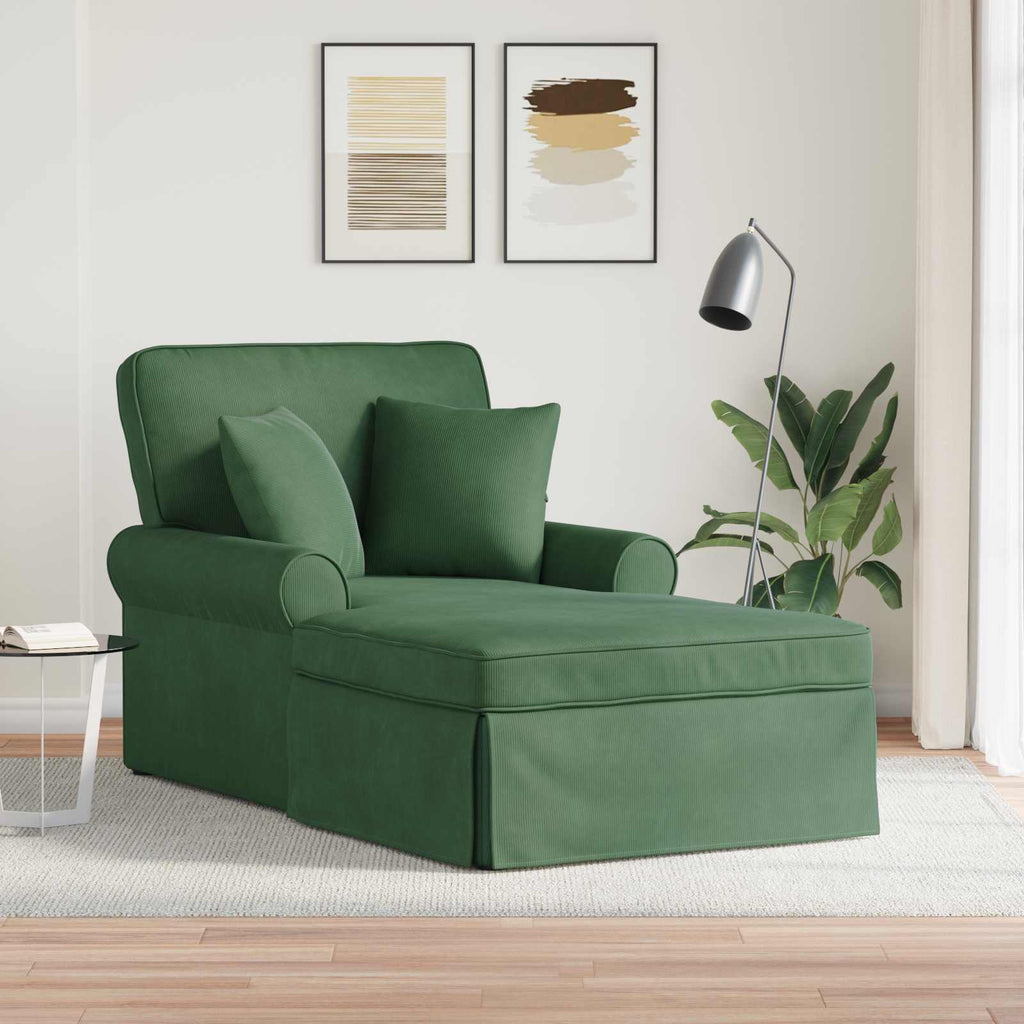 vidaXL Chaise Lounge mit Rock mit Kissen 3 pcs Dschungelgrün Cordstoff