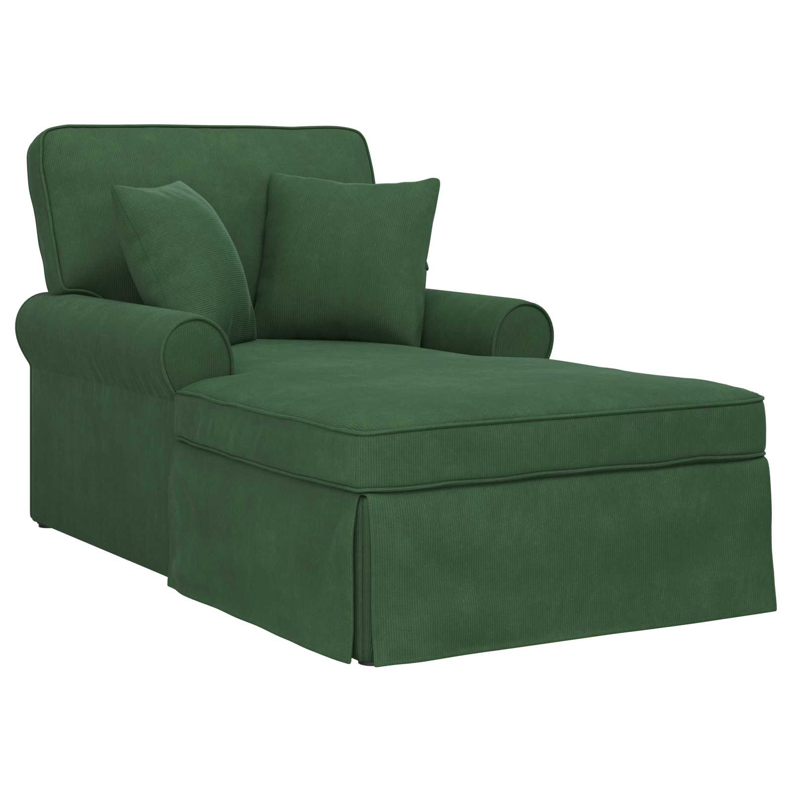 vidaXL Chaise Lounge mit Rock mit Kissen 3 pcs Dschungelgrün Cordstoff