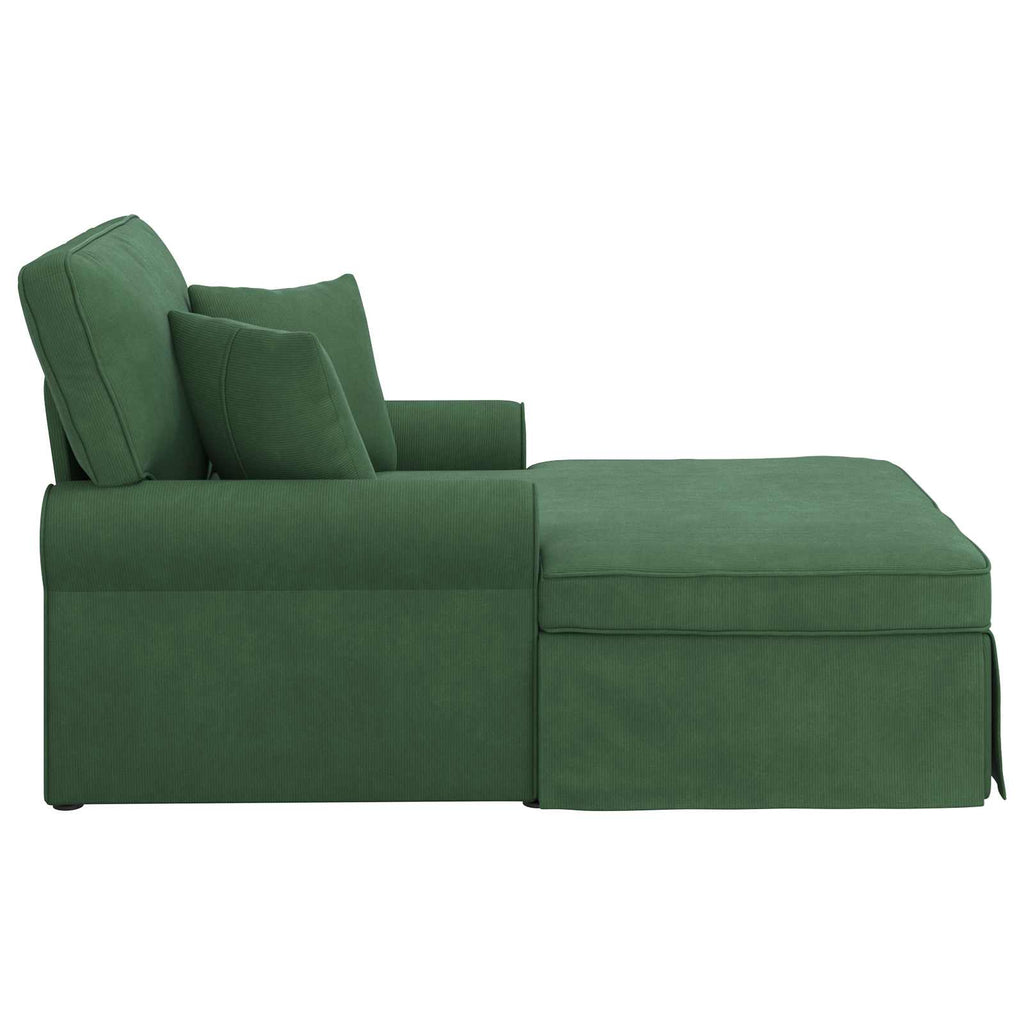 vidaXL Chaise Lounge mit Rock mit Kissen 3 pcs Dschungelgrün Cordstoff