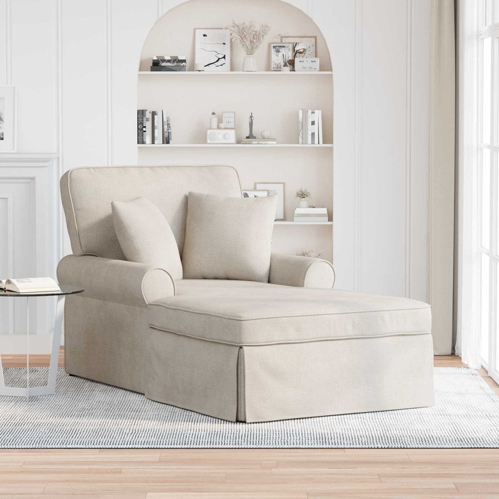 vidaXL Chaise Lounge mit Rock mit Kissen Creme 157 x 91 x 91 cm ARES