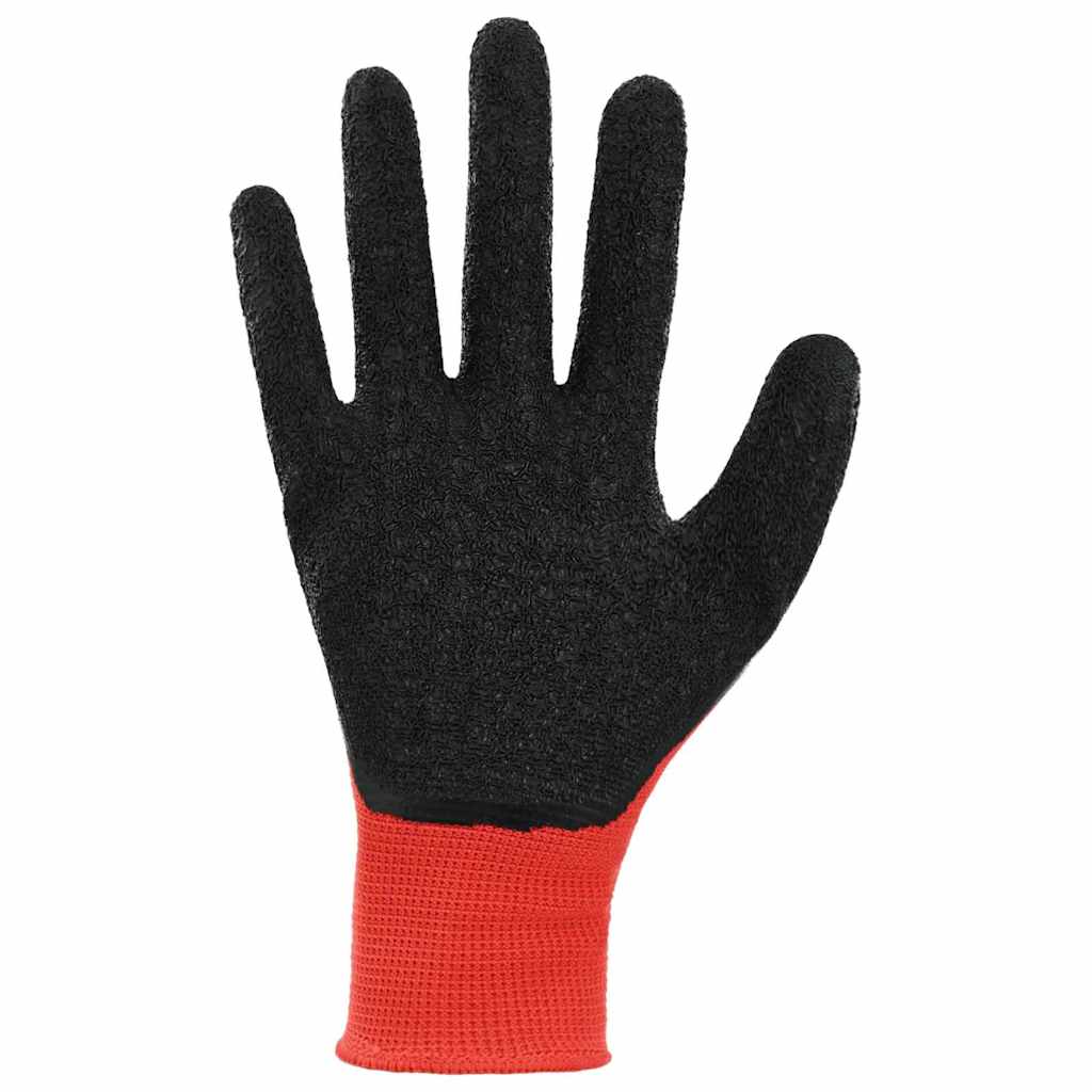 vidaXL Arbeitshandschuhe 24 pcs Rot und Schwarz 7 / S Latexbeschichtung