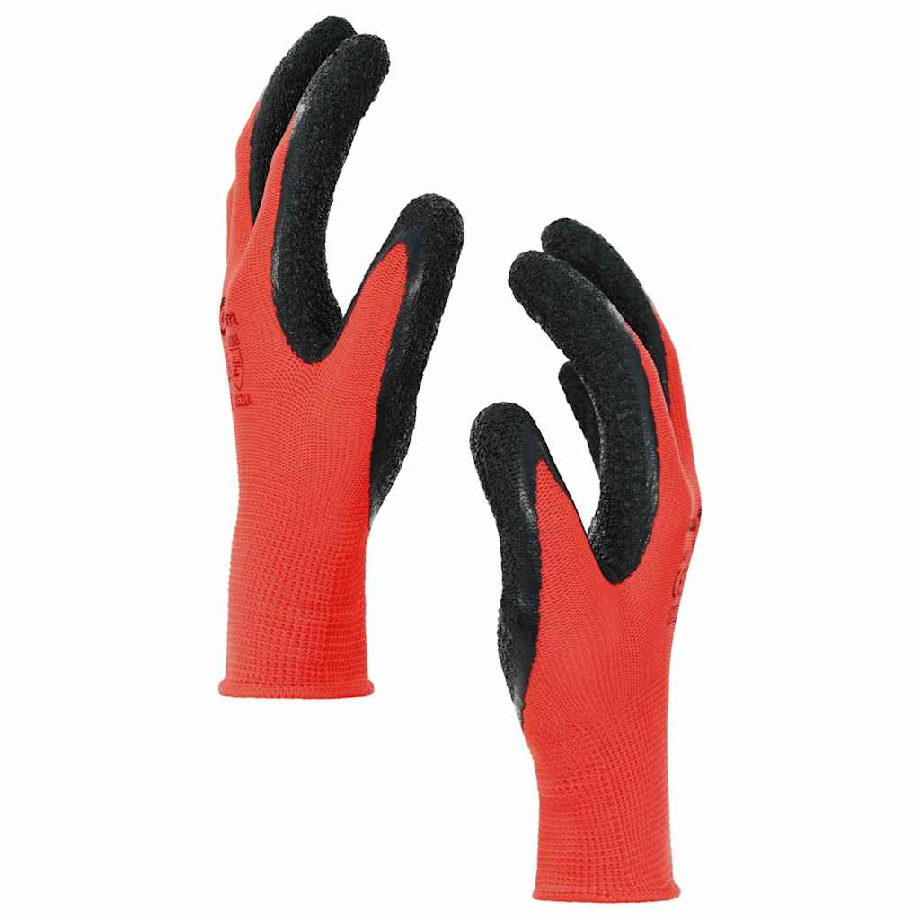 vidaXL Arbeitshandschuhe 24 pcs Rot und Schwarz 7 / S Latexbeschichtung