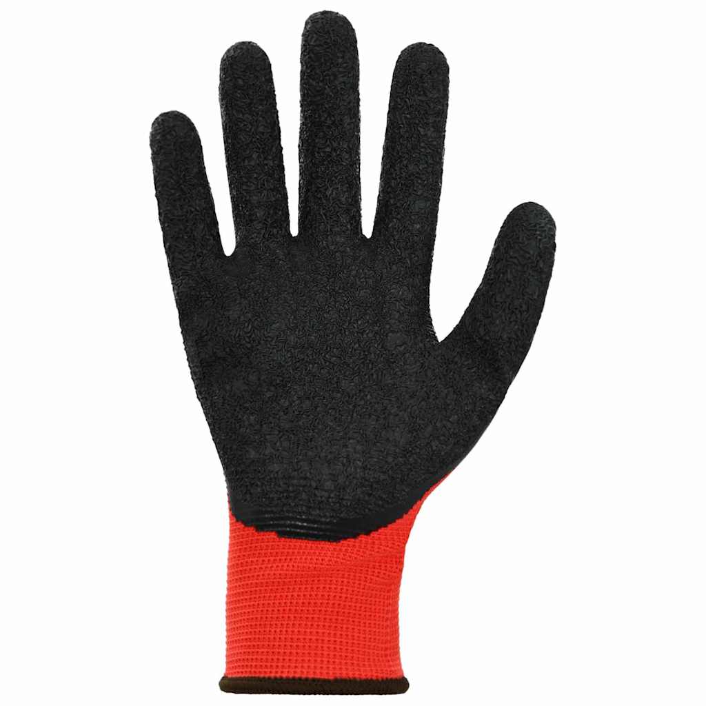 vidaXL Arbeitshandschuhe 12 pcs Rot und Schwarz 8 / m Latexbeschichtung