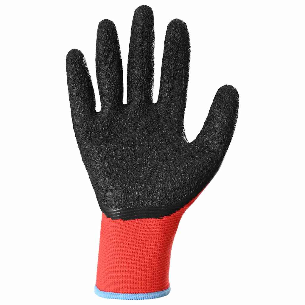 vidaXL Arbeitshandschuhe 12 pcs Rot und Schwarz 9 / l Latexbeschichtung