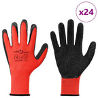 vidaXL Arbeitshandschuhe 24 pcs Rot und Schwarz 10 / XL
