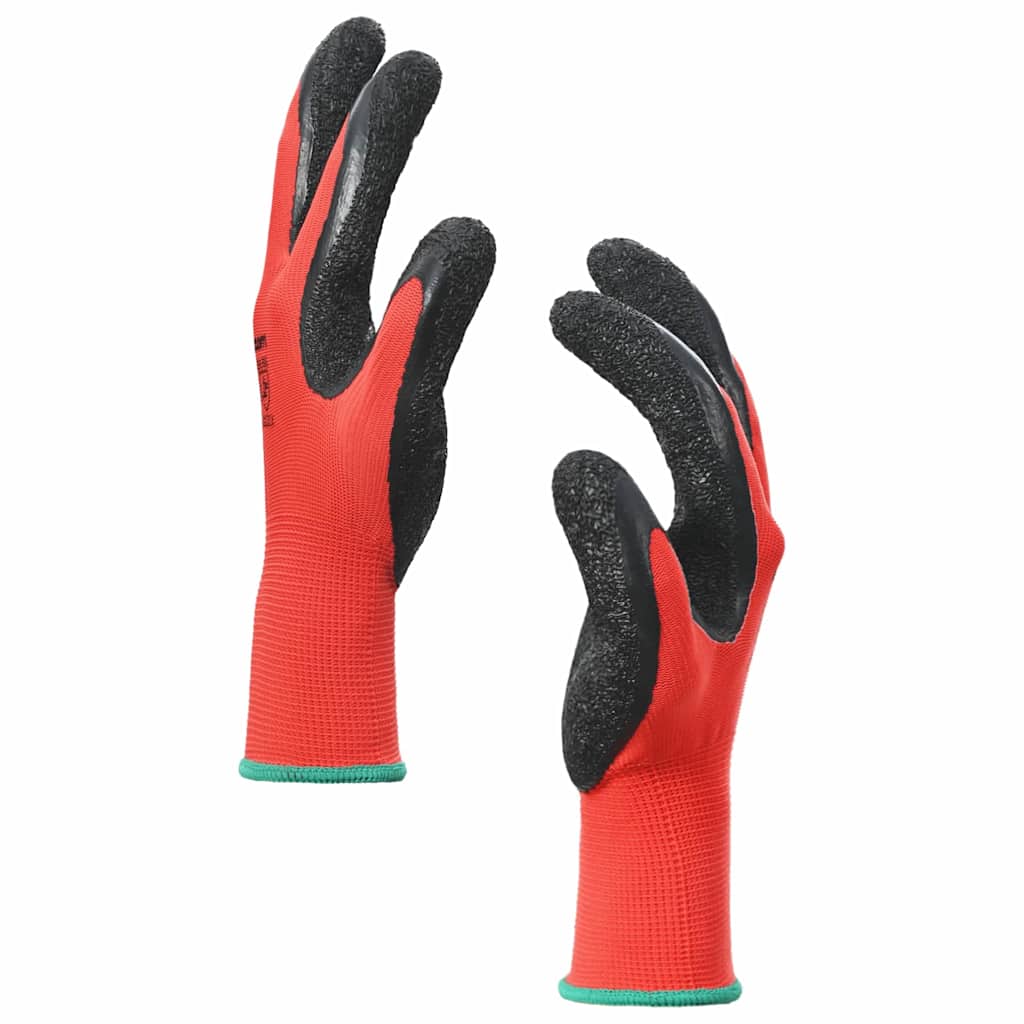 vidaXL Arbeitshandschuhe 12 pcs Rot und Schwarz 11 / XXL