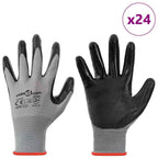 vidaXL Arbeitshandschuhe 24 pcs Grau und Schwarz 7 / S Polyester