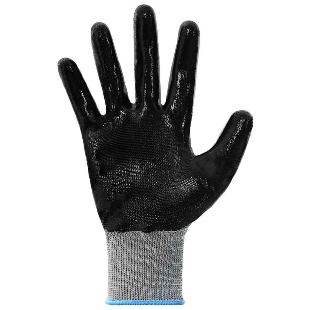 vidaXL Arbeitshandschuhe 24 pcs Grau und Schwarz 9 / l Polyester
