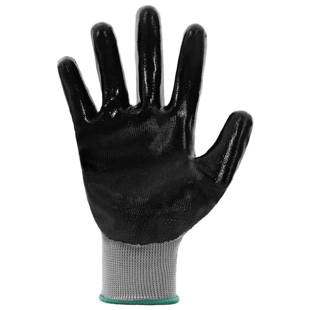 vidaXL Arbeitshandschuhe 12 pcs Grau und Schwarz 11 / XXL Polyester