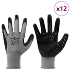 vidaXL Arbeitshandschuhe 12 pcs Grau und Schwarz 11 / XXL Polyester