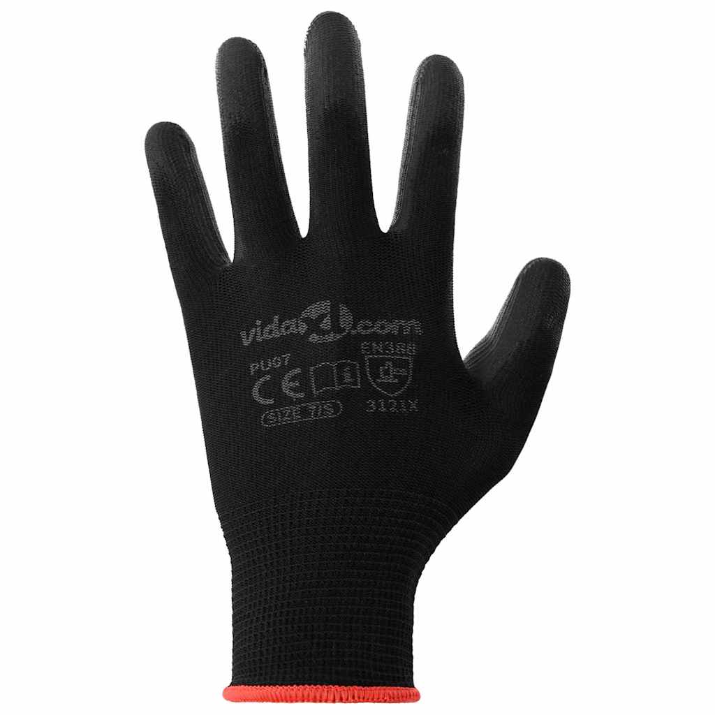vidaXL Arbeitshandschuhe 24 pcs Schwarz 7 / S Polyester