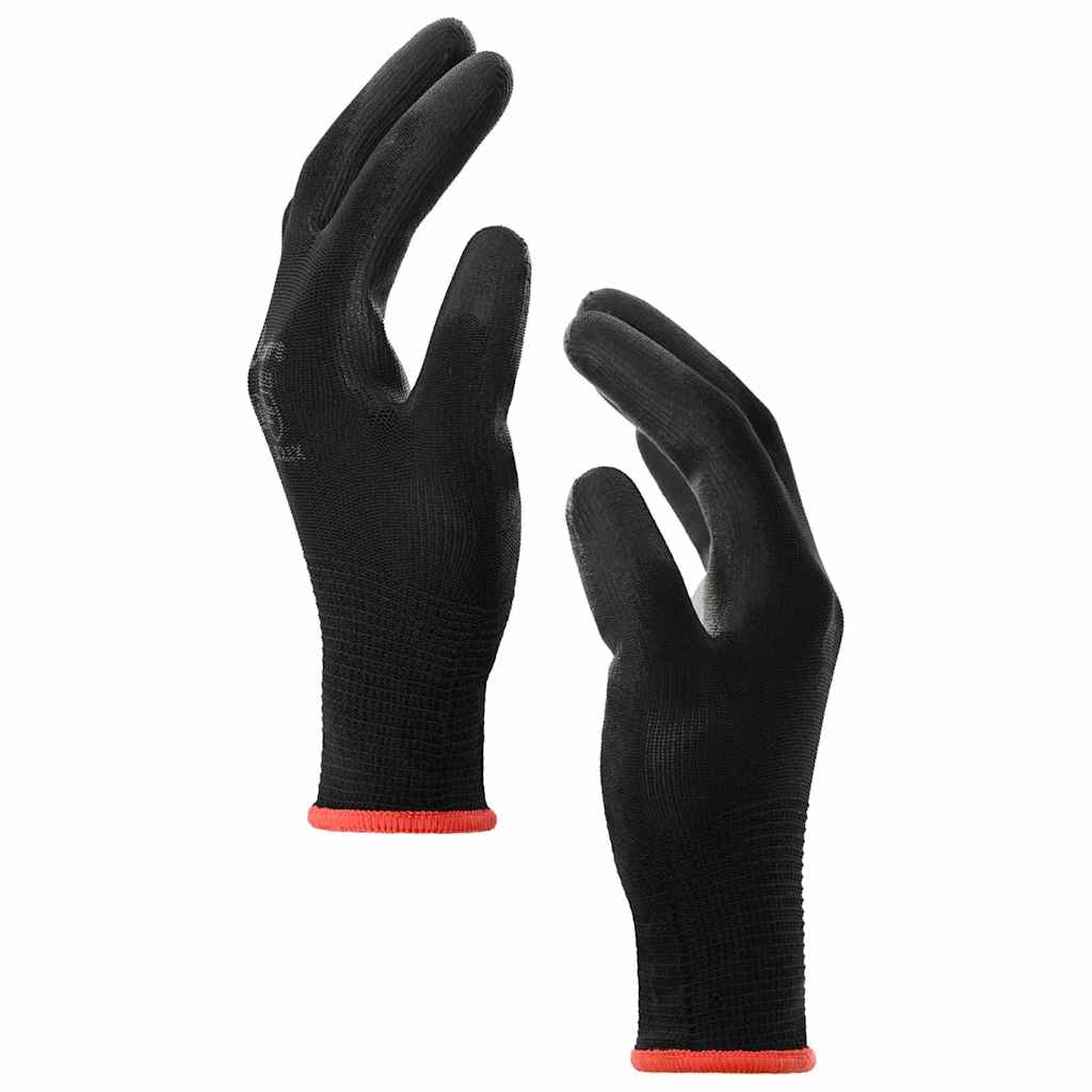 vidaXL Arbeitshandschuhe 24 pcs Schwarz 7 / S Polyester