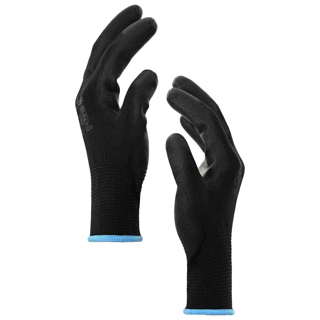 vidaXL Arbeitshandschuhe 24 pcs Schwarz 9 / l Polyester