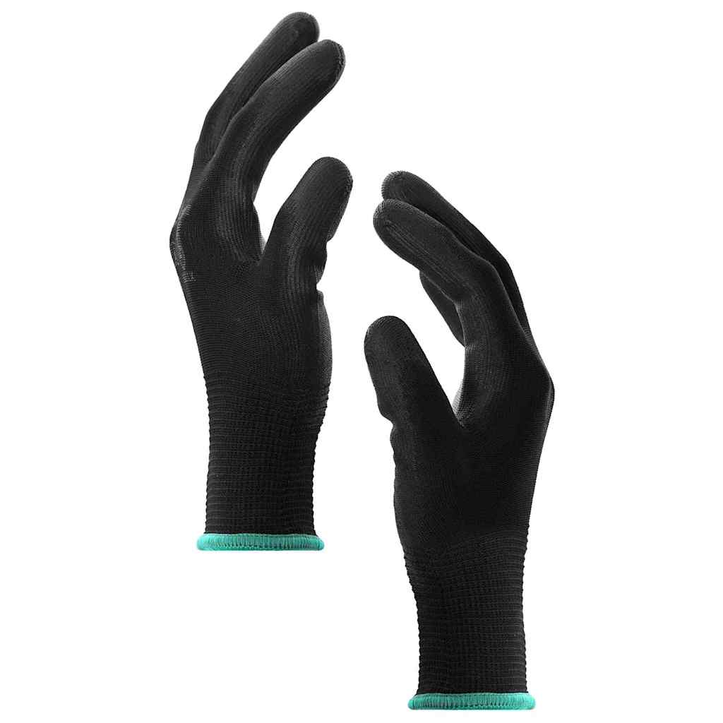 vidaXL Arbeitshandschuhe 12 pcs Schwarz 11 / XXL Polyester