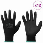 vidaXL Arbeitshandschuhe 12 pcs Schwarz 11 / XXL Polyester