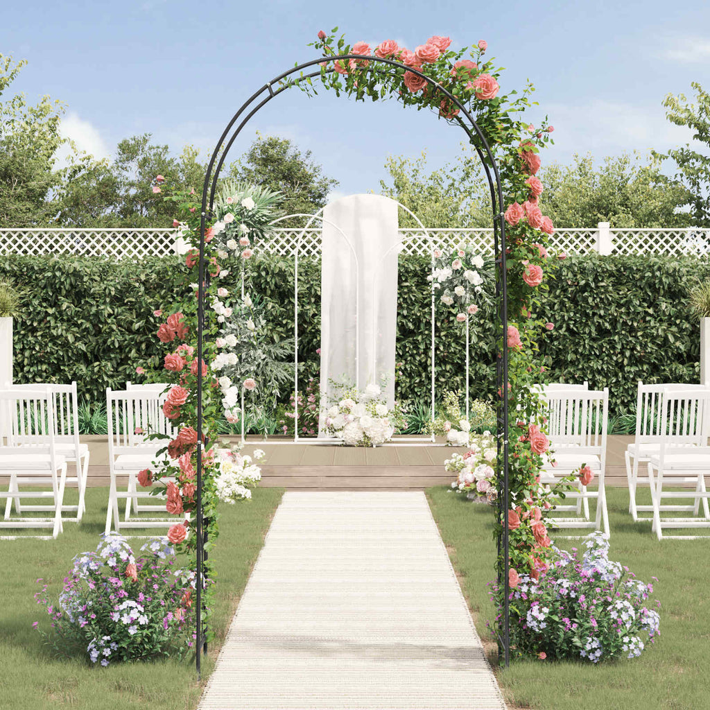 vidaXL Gartenbogen Floral Schwarz 115 x 37 x 231 cm