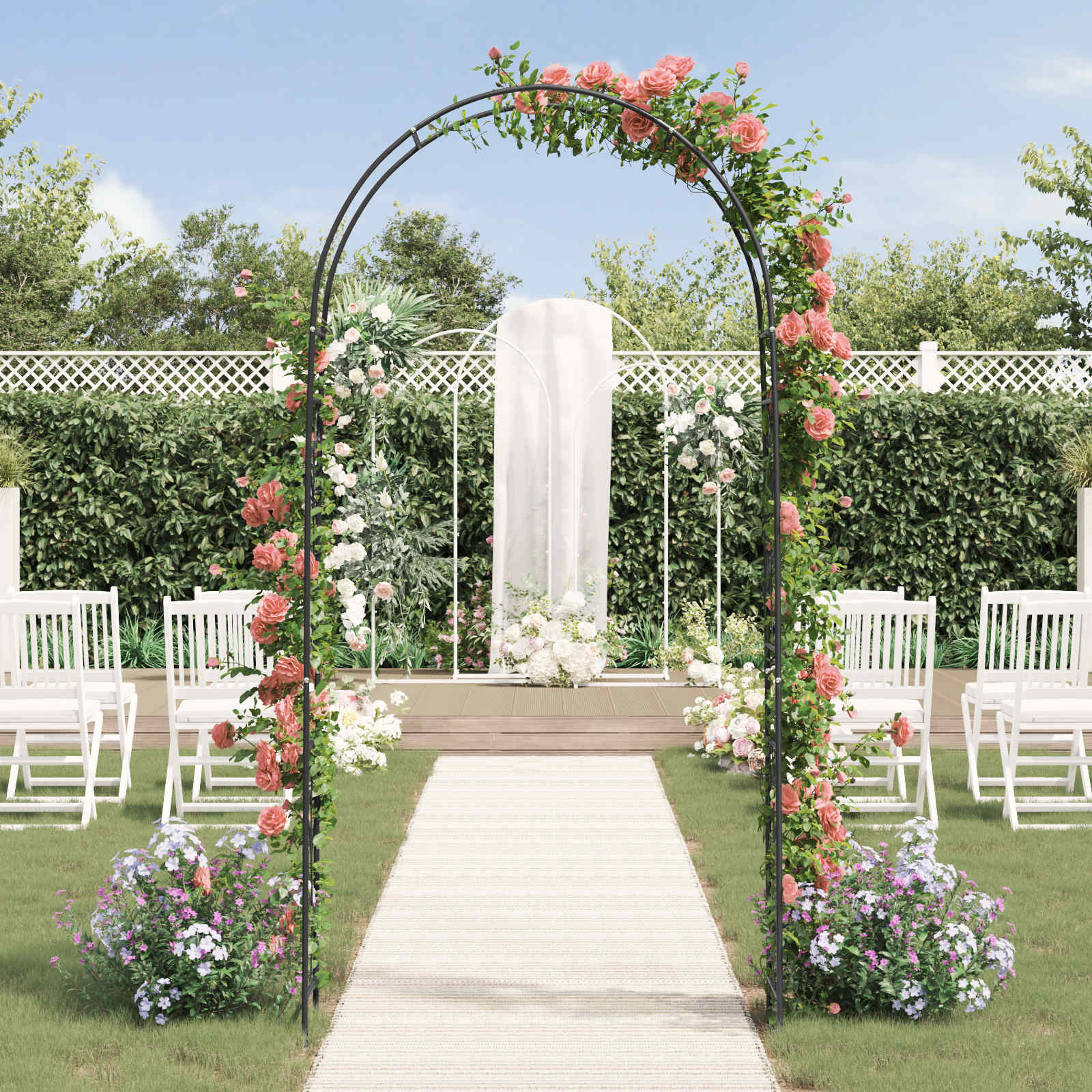vidaXL Gartenbogen Floral Schwarz 115 x 37 x 231 cm