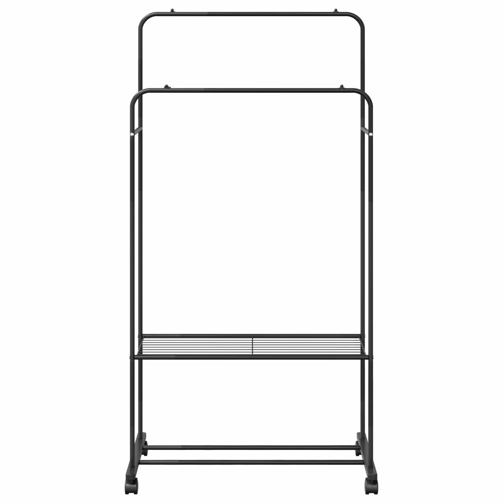 vidaXL Kleiderständer mit Regal Mit Rad Schwarz 80 x 53 x 156 cm