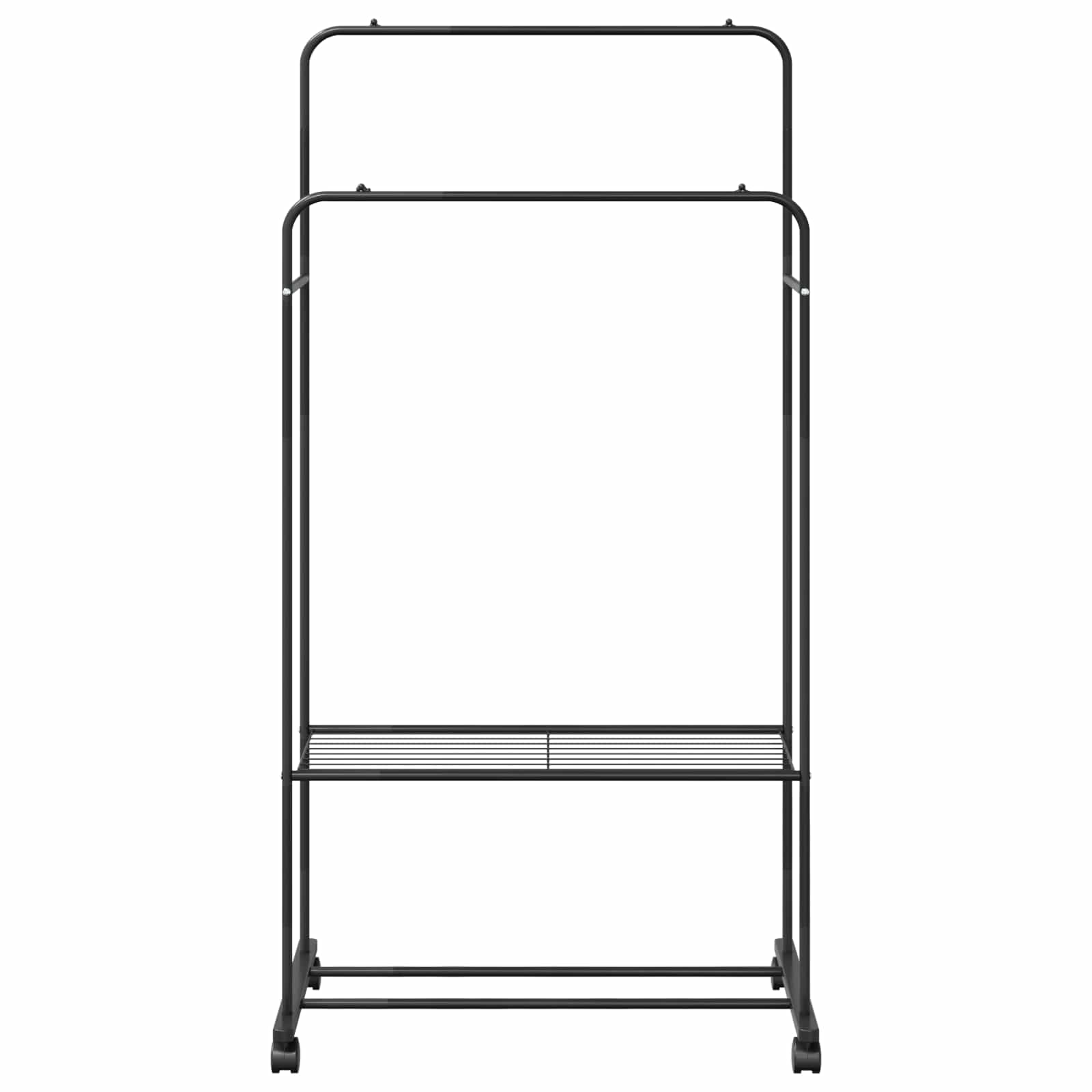 vidaXL Kleiderständer mit Regal Mit Rad Schwarz 80 x 53 x 156 cm