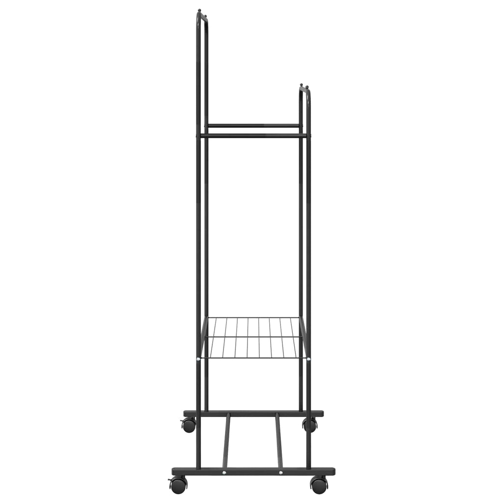vidaXL Kleiderständer mit Regal Mit Rad Schwarz 80 x 53 x 156 cm