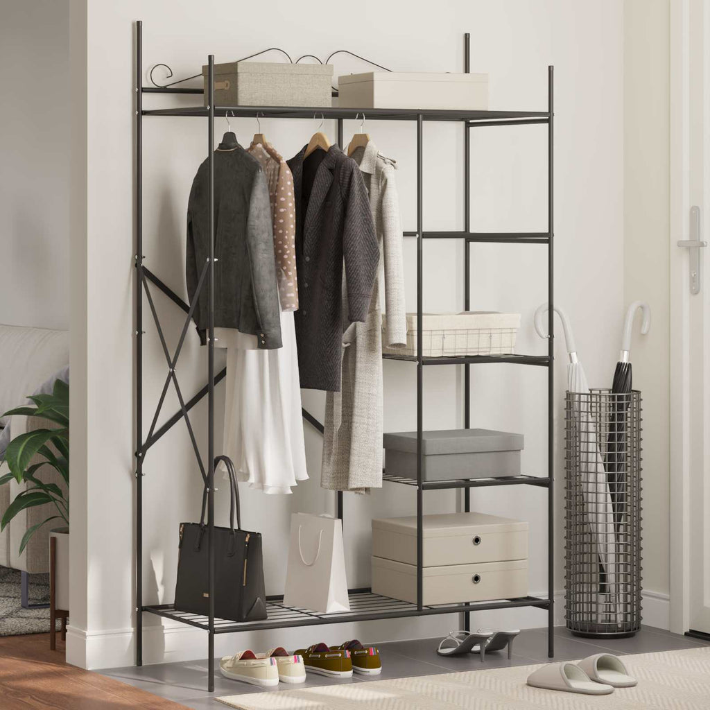 vidaXL Offener Kleiderschrank Schwarz 104,5 x 45 x 172 cm Stahl