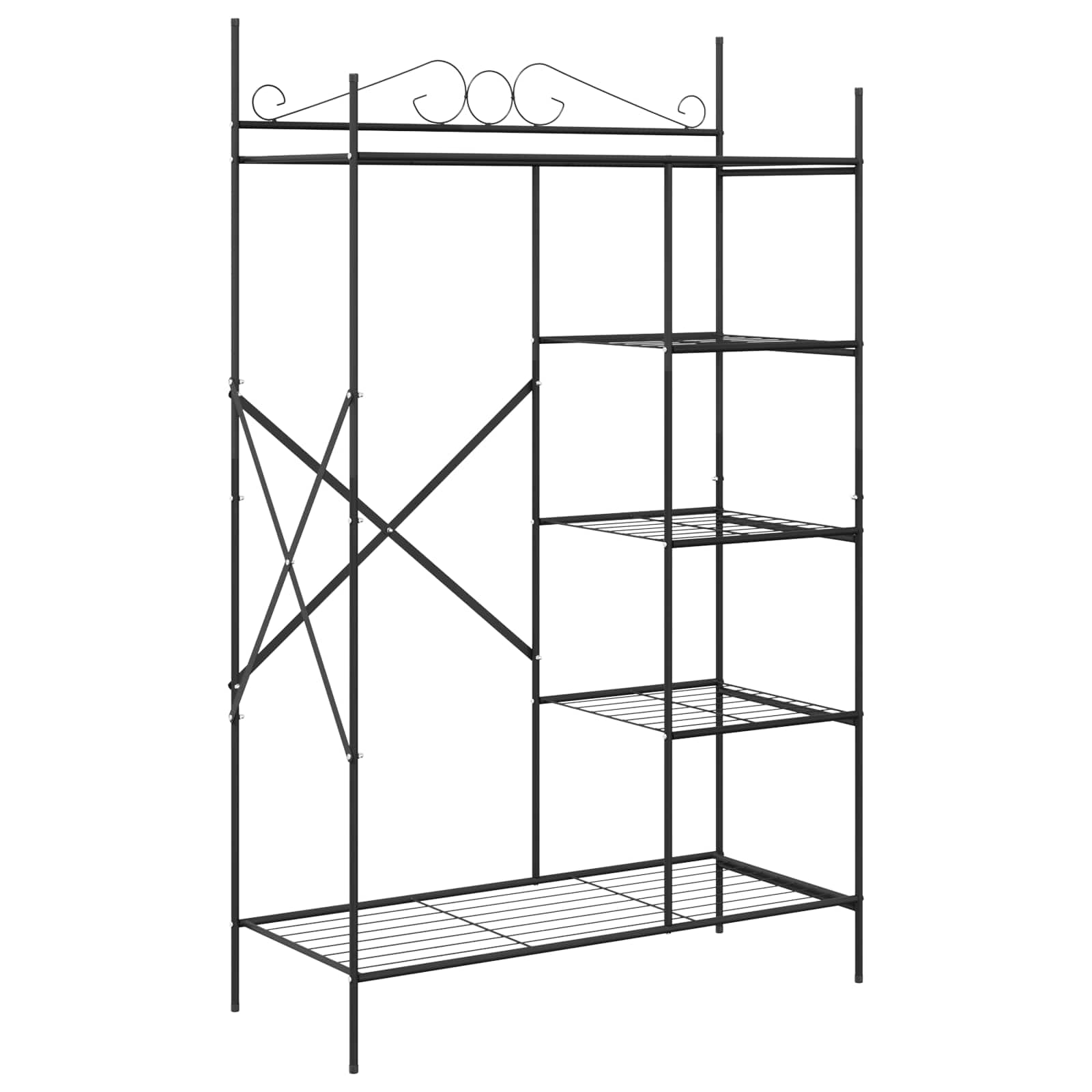 vidaXL Offener Kleiderschrank Schwarz 104,5 x 45 x 172 cm Stahl