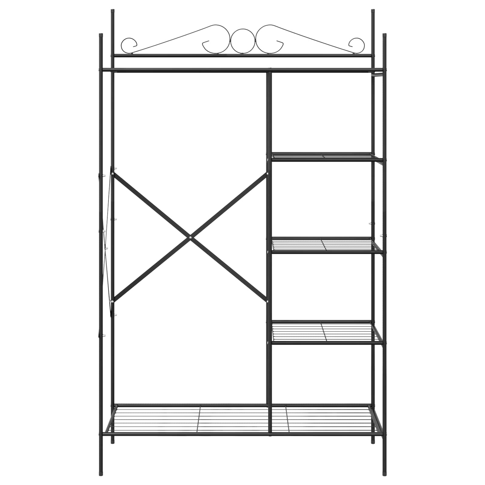 vidaXL Offener Kleiderschrank Schwarz 104,5 x 45 x 172 cm Stahl