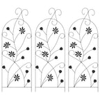 vidaXL Gartenzaun mit Schloss 3 pcs Schwarz 112 x 39,5 cm Stahl