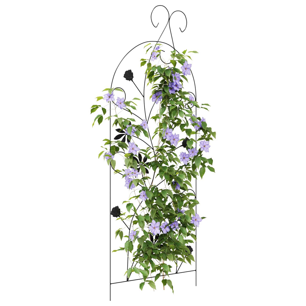 vidaXL Gartenzaun mit Schloss 3 pcs Schwarz 112 x 39,5 cm Stahl
