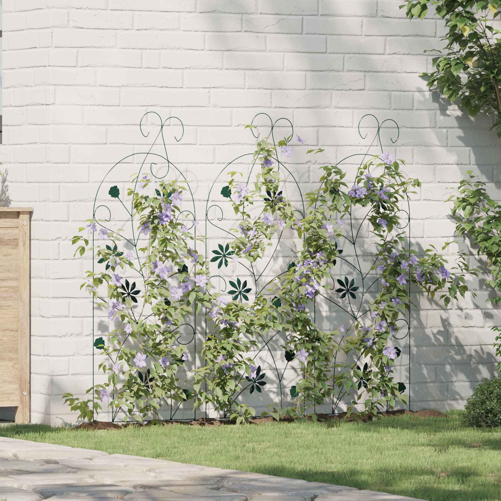 vidaXL Gartenzaun 3 pcs Grün 112 x 39,5 cm Stahl