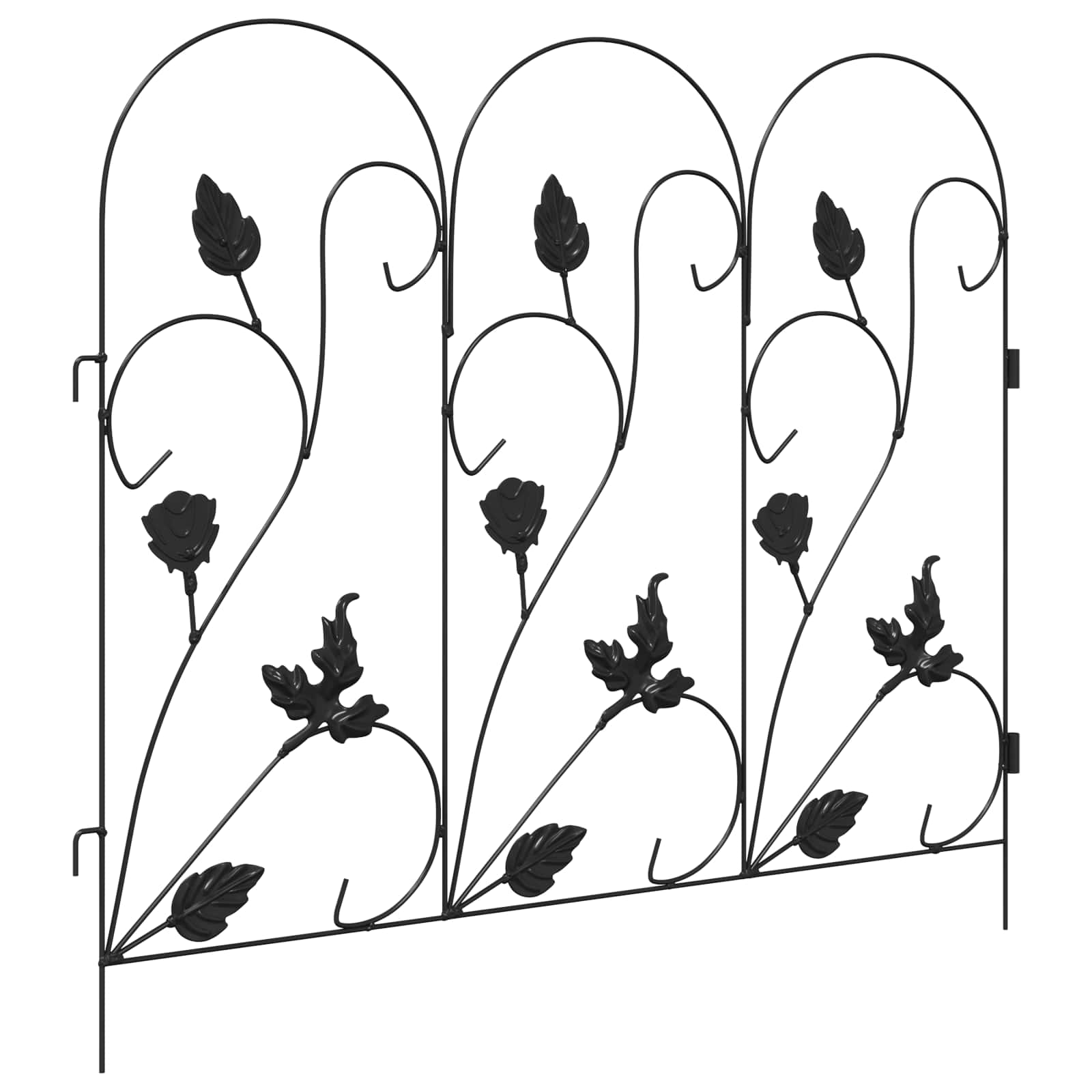 vidaXL Gartenzaun 5 pcs Schwarz Stahl