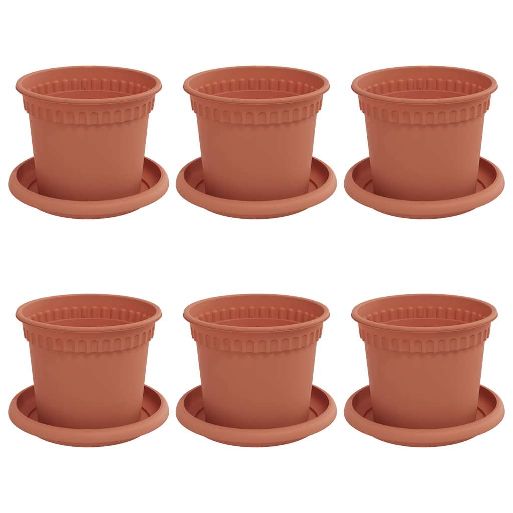 vidaXL Blumentöpfe 6 pcs Ziegelrot Ø 12,5 x 10 cm Kunststoff