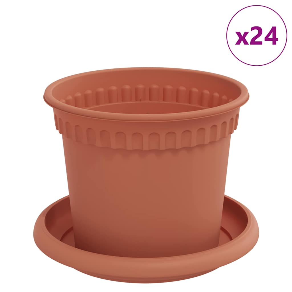 vidaXL Blumentöpfe 24 pcs Ziegelrot Ø 12,5 x 10 cm Kunststoff
