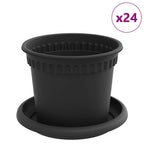 vidaXL Blumentöpfe 24 pcs Schwarz Ø 12,5 x 10 cm Kunststoff