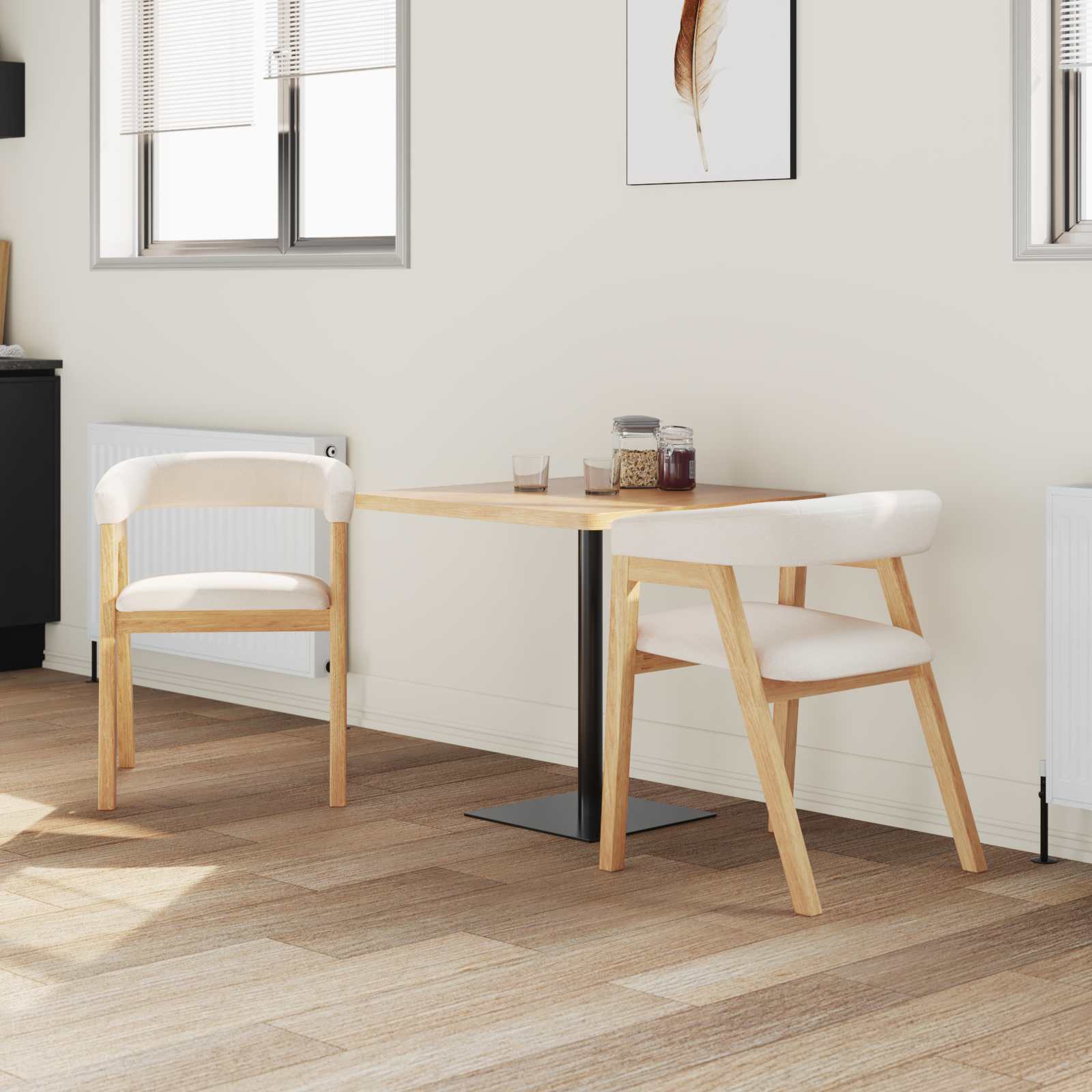 vidaXL Esszimmerstühle 2 pcs Natur 54 x 57 x 73 cm Massives Gummiholz