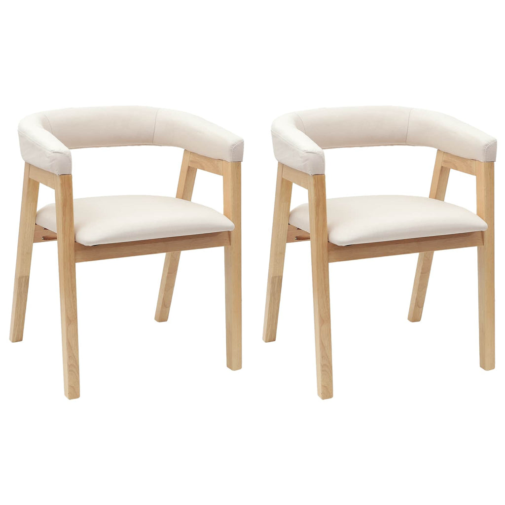 vidaXL Esszimmerstühle 2 pcs Natur 54 x 57 x 73 cm Massives Gummiholz