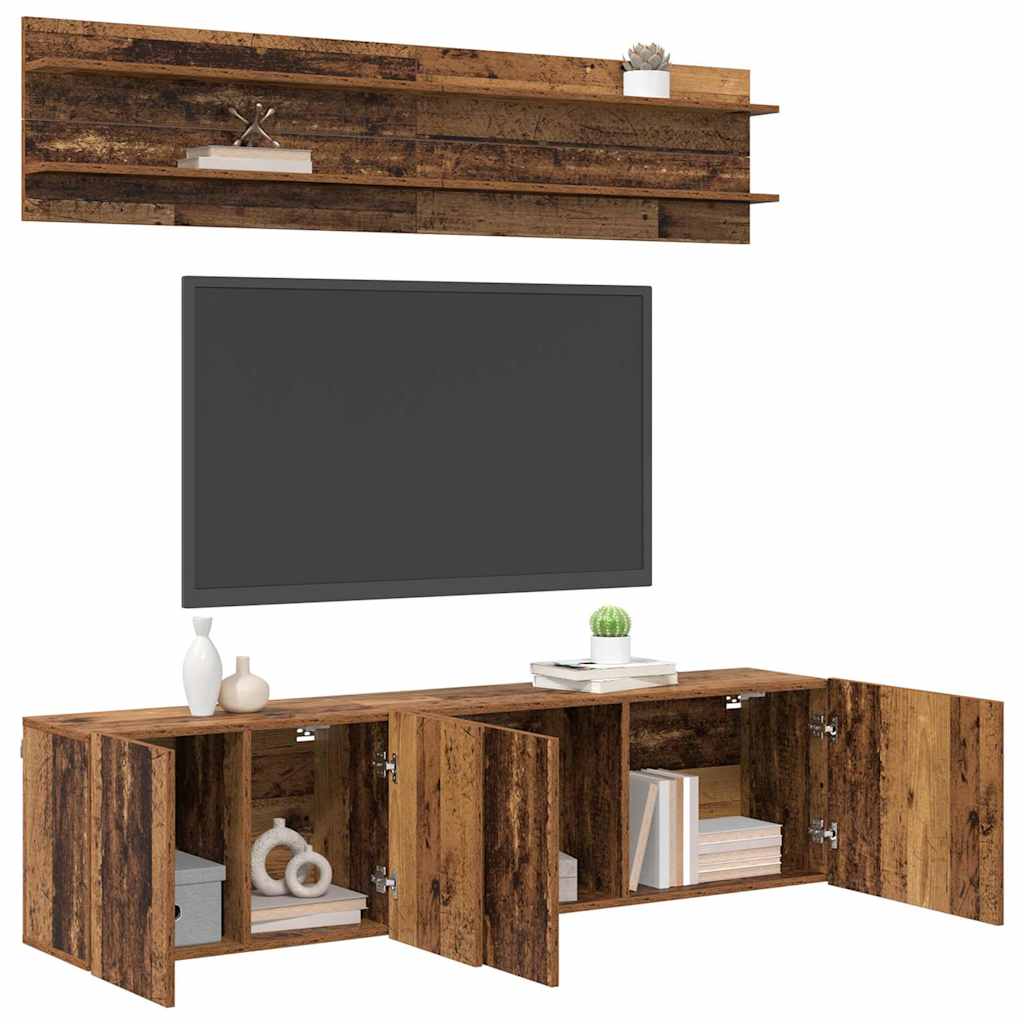 vidaXL TV-Einheiten Wandmontiert 6 pcs Altholz Holzwerkstoff