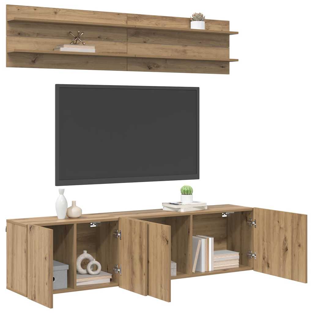 vidaXL TV-Einheiten Wandmontiert 6 pcs Artisan-Eiche Holzwerkstoff