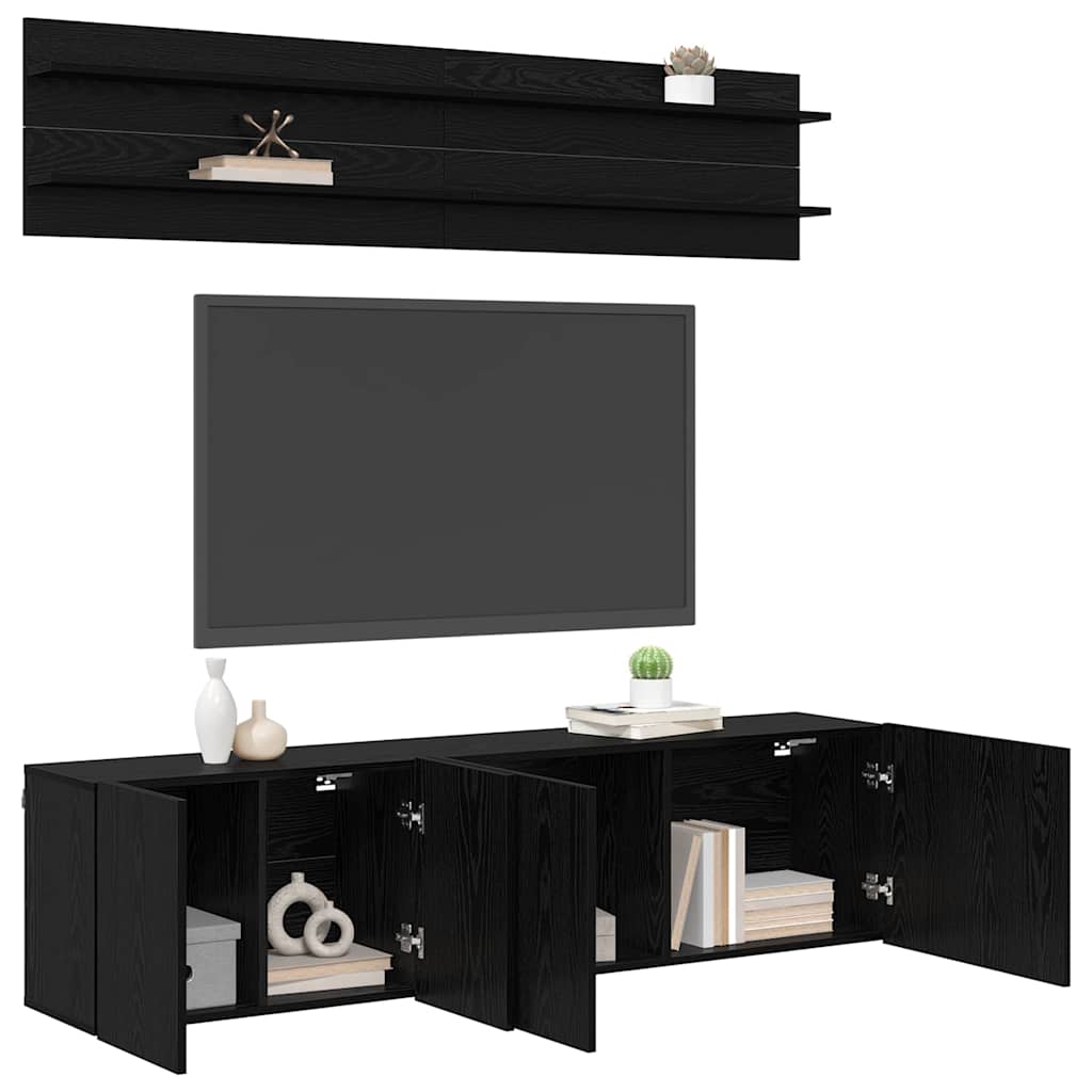 vidaXL TV-Einheiten 6 pcs Schwarz Eichen-Optik Holzwerkstoff