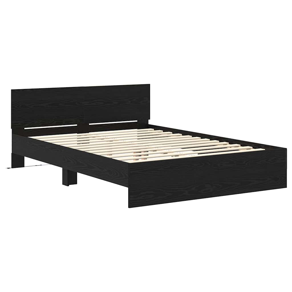 vidaXL Bettrahmen Schwarz Eichen-Optik 140 x 190 cm Holzwerkstoff