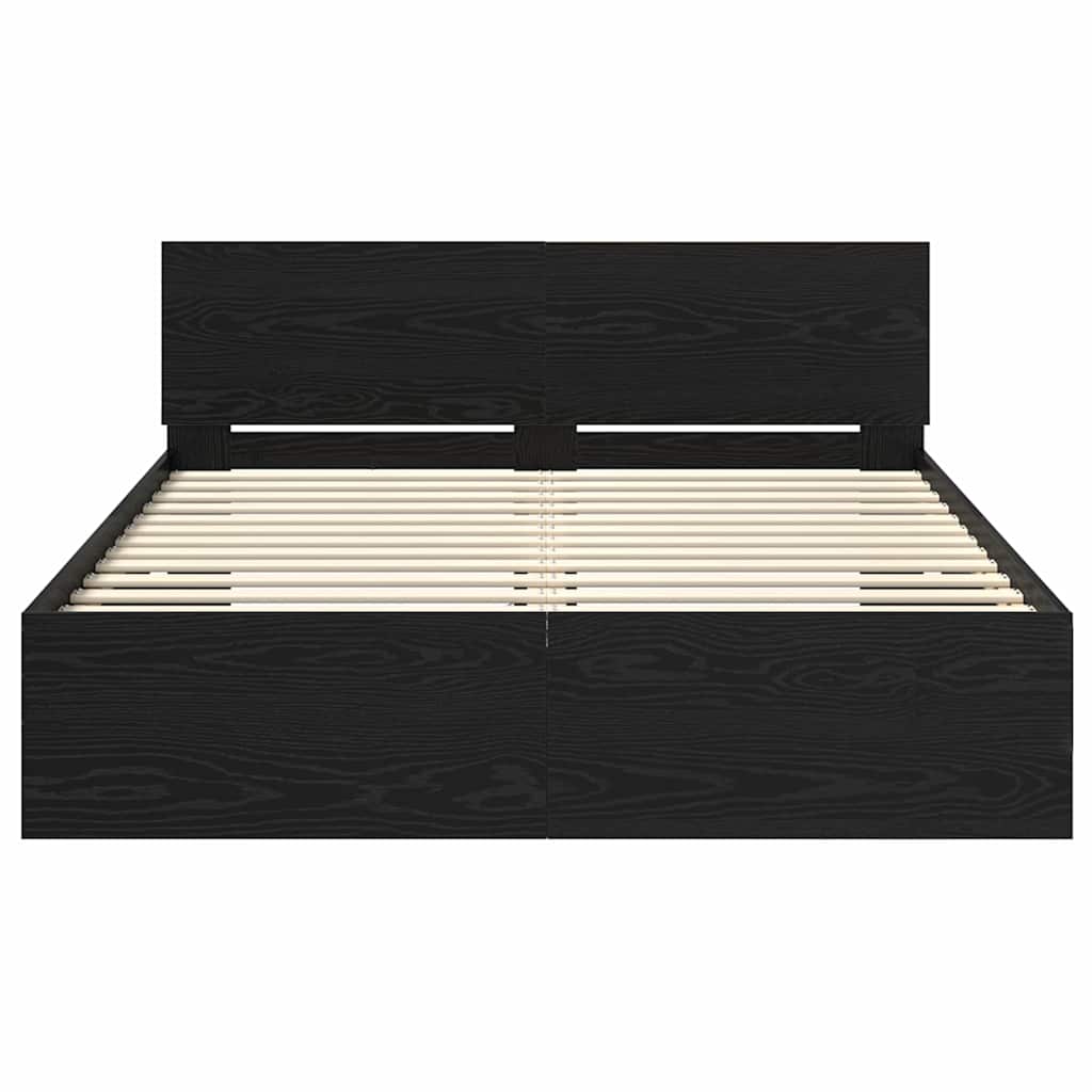 vidaXL Bettrahmen Schwarz Eichen-Optik 140 x 190 cm Holzwerkstoff