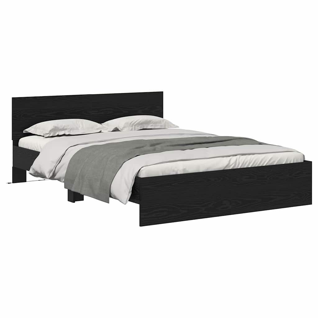 vidaXL Bettrahmen Schwarz Eichen-Optik 140 x 190 cm Holzwerkstoff