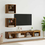 vidaXL TV Wand Einheiten mit LED mit LED 5 pcs Altholz Holzwerkstoff