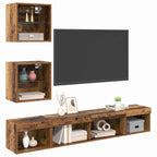 vidaXL TV Wand Einheiten mit LED mit LED 5 pcs Altholz Holzwerkstoff
