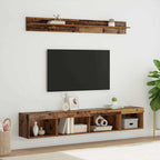 vidaXL TV-Wandregal-Set mit LED 5 pcs Altholz Holzwerkstoff
