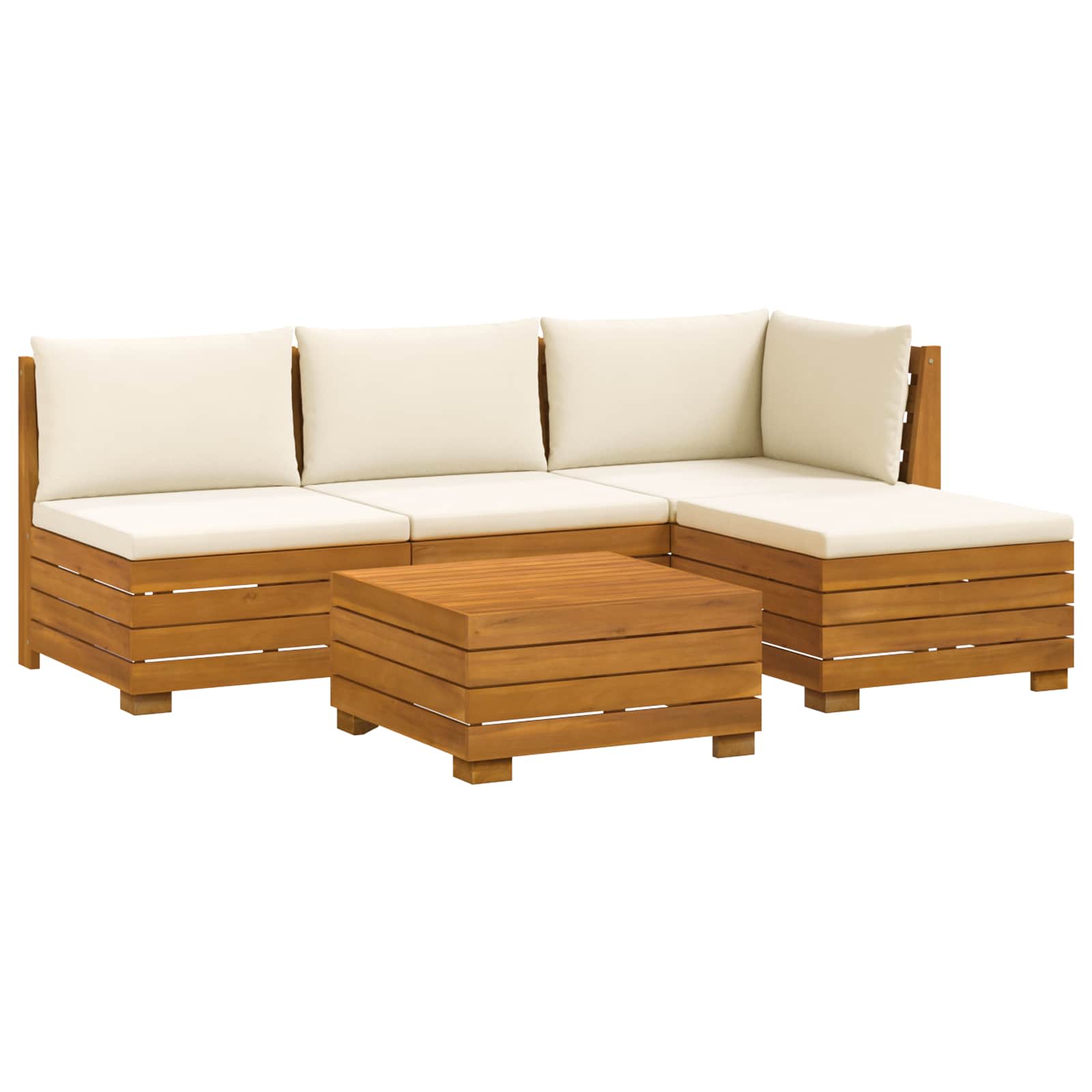 vidaXL Outdoor-Sofagarnitur mit Kissen 5 Stück Braun Massivholz Akazie