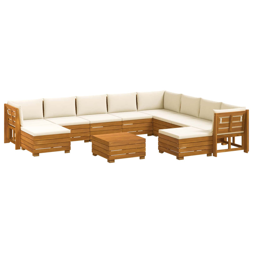 vidaXL Outdoor-Sofagarnitur 11 Stück Braun Massivholz Akazie