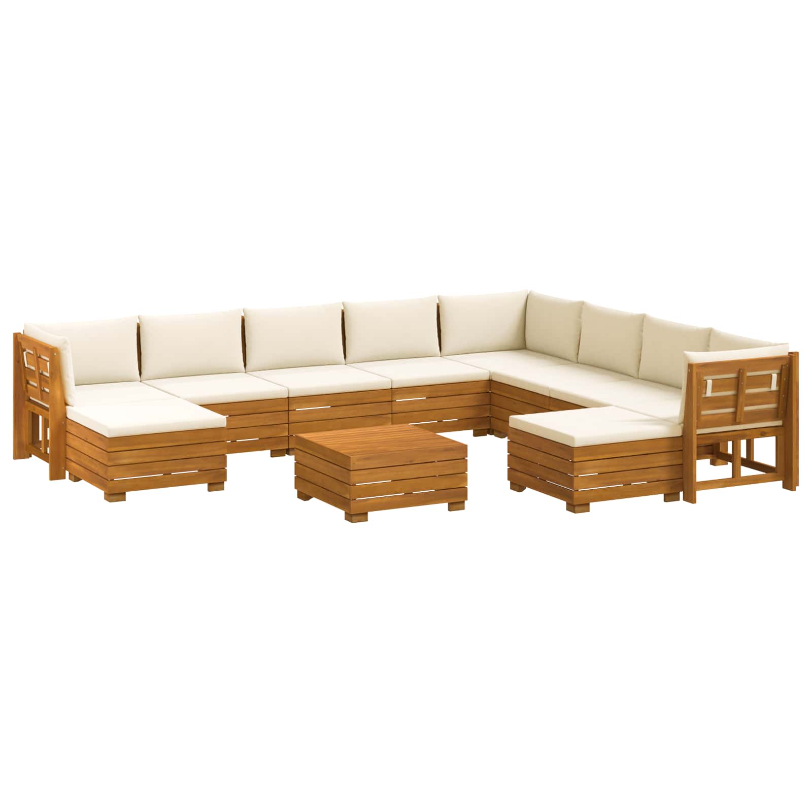 vidaXL Outdoor-Sofagarnitur 11 Stück Braun Massivholz Akazie