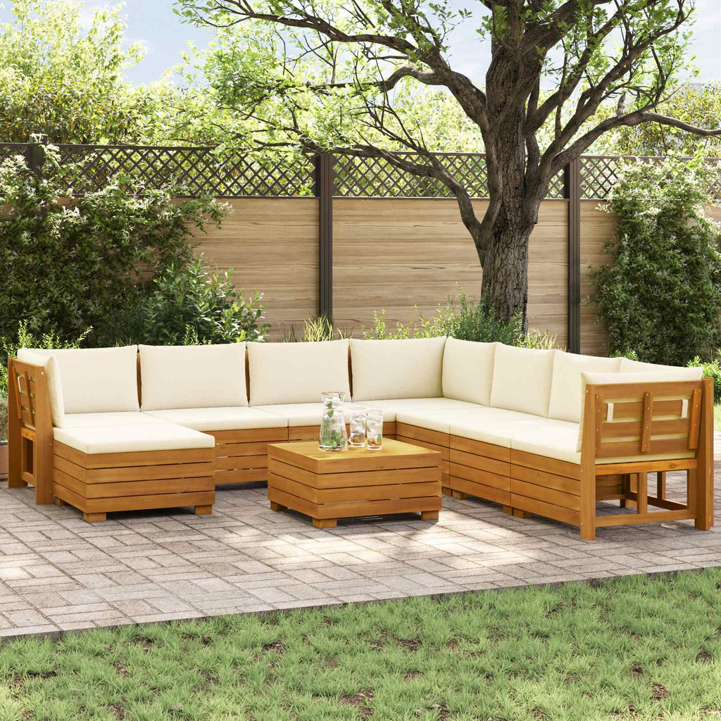 vidaXL Outdoor-Sofagarnitur mit Kissen 9 Stück Braun Massivholz Akazie